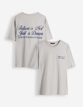 T-shirt - Afdrukken achteraan - lichtblauw