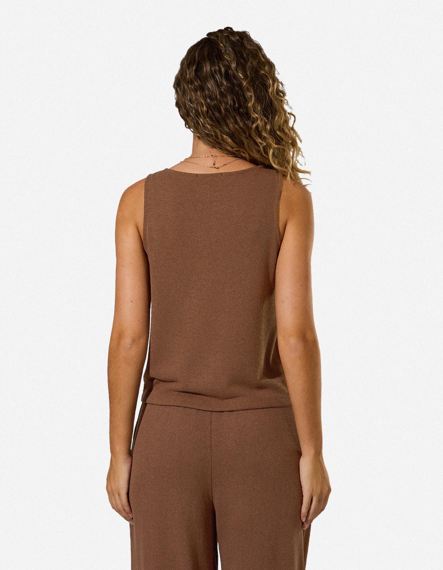 Stricktop - Knopfleiste - Braun