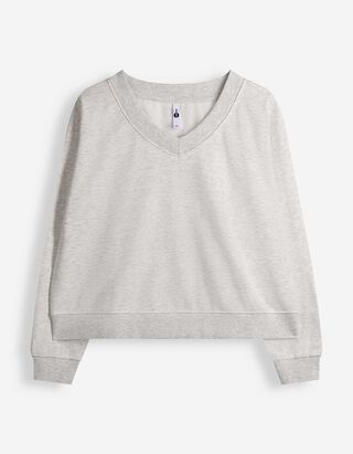 Sweatshirt - V-Ausschnitt - Hellgrau