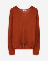 Strickpullover - V-Ausschnitt - braun
