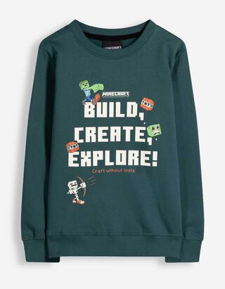 Sweat-shirt - Minecraft - vert fonc&eacute;