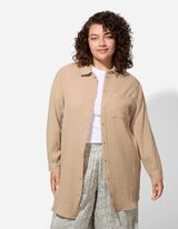 Bluză - Guler de cămașă - Bej