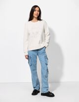 Mikina - Ozdobné kamienky - biely