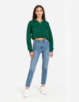 Rövidített szvetterdzseki - Zsinóros kapucni - sötétzöld