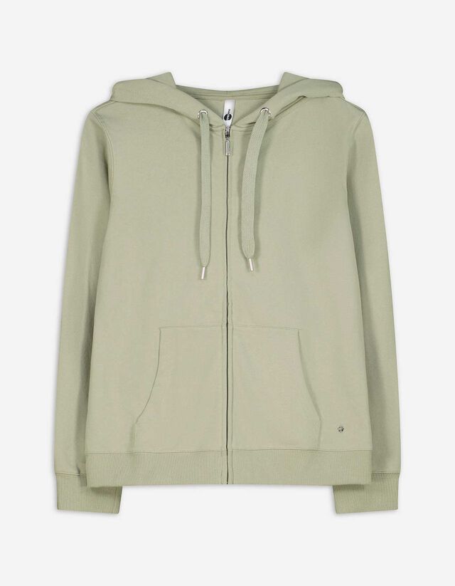 Sweatjacke - Kapuze mit Tunnelzug - grün
