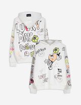 Hoodie - Allover-Print - weiß