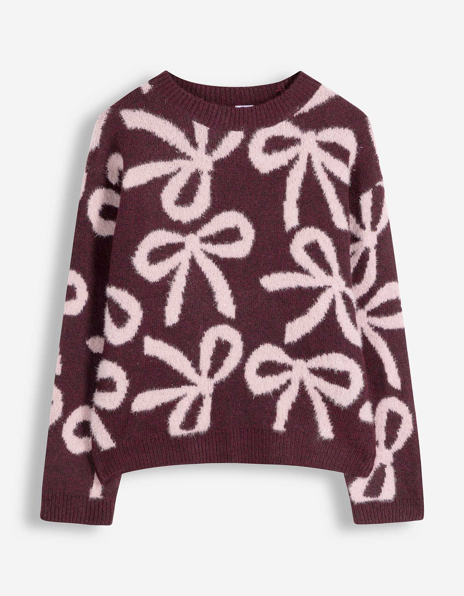 Pullover - Schleifenapplikation - Dunkelrot