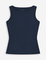 Top - Scollo a barchetta - blu scuro