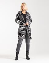 Dugi kardigan - Kai&scaron; opasač - crno