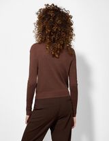 Cardigan - Bandă de nasturi - Maro