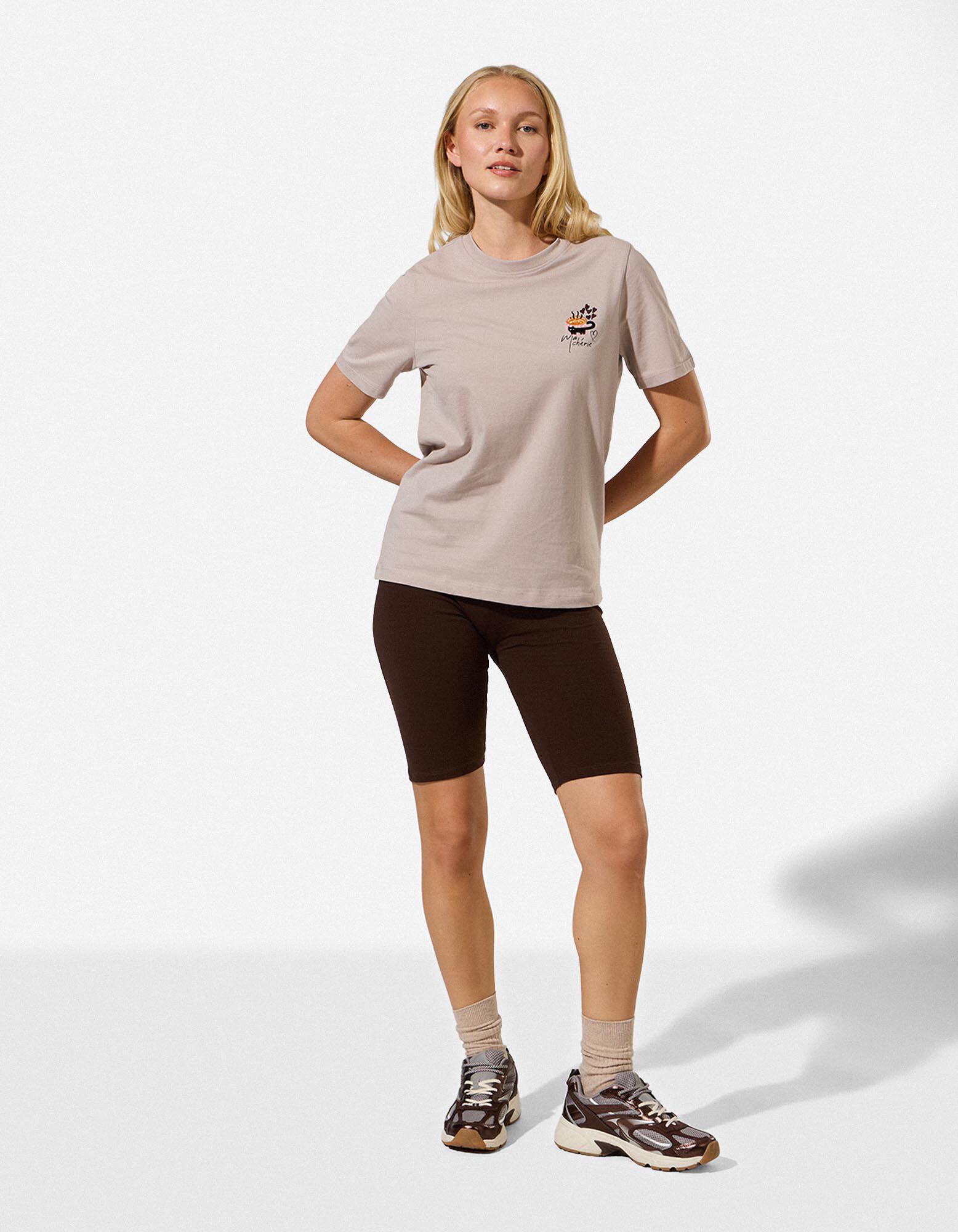 T-Shirt - Stickerei - Beige