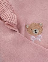 Strickpullover - Stickerei - rosa