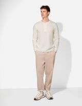 Langarmshirt - Rippenstruktur - weiß