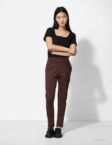 Pantaloni paperbag - Slim Fit - Maro inchis