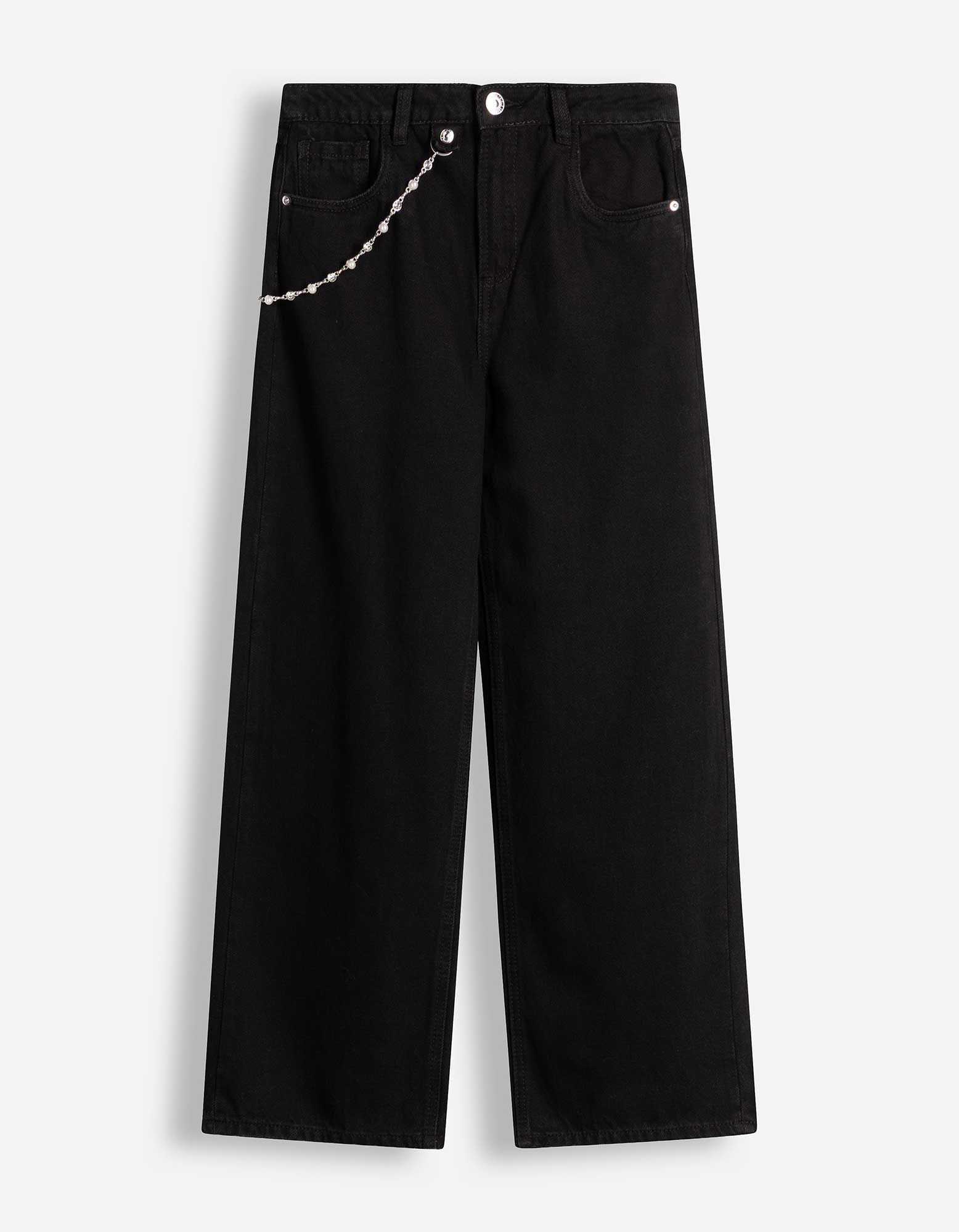 Jeans - Kettingdetail - Zwart