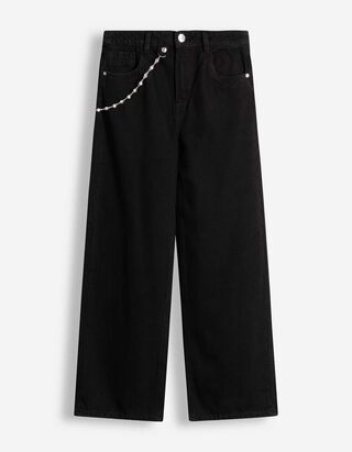Jeans - Kettingdetail - Zwart