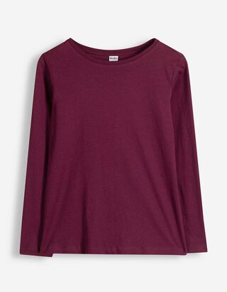 Langarmshirt - einfarbig - Dunkelrot