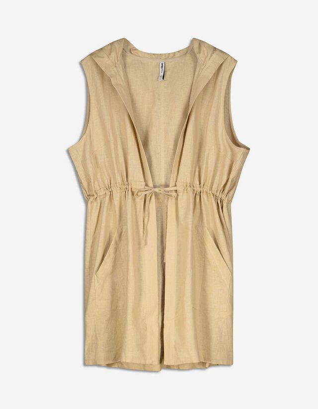 Cardigan lungo - Misto lino - beige