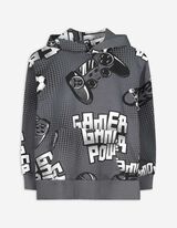 Hoodie - Print all-over - donkergrijs