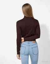 Langarmshirt - Rollkragen - dunkelbraun