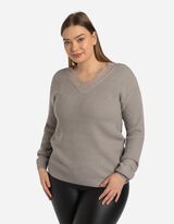 Pul&oacute;ver - Csipker&aacute;t&eacute;ttel - vilagos szurke