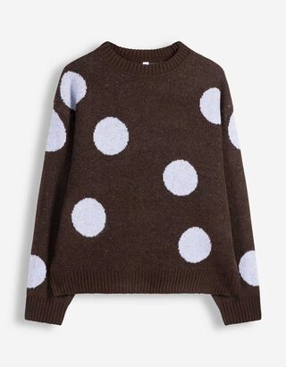 Pullover - Polka Dots - Dunkelbraun