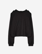 bluza z kapturem - obniżona linia ramion - czarny