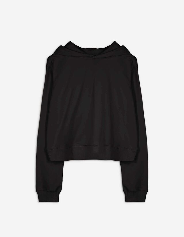 bluza z kapturem - obniżona linia ramion - czarny