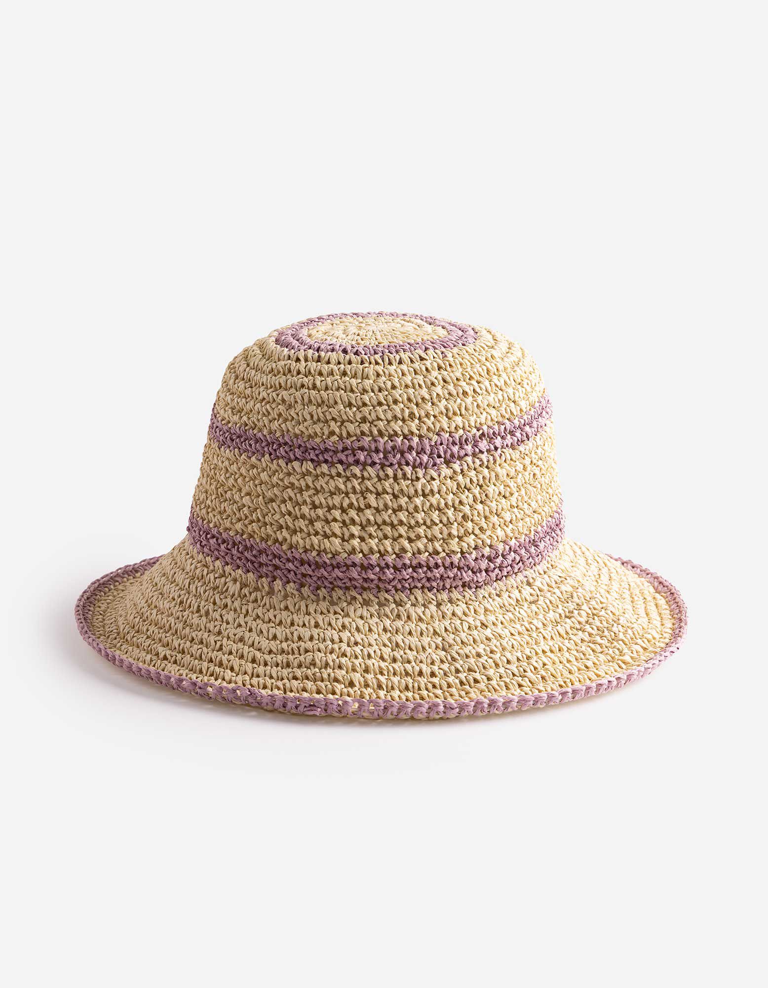 Strohhut - Streifen - beige