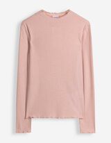 Longsleeve - Geribde structuur - Lichtroze