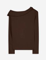 Langarmshirt - Schulterfrei - dunkelbraun