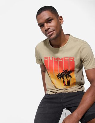 T-Shirt - Print - beige