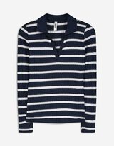 Langarm-Poloshirt - Baumwoll-Mix