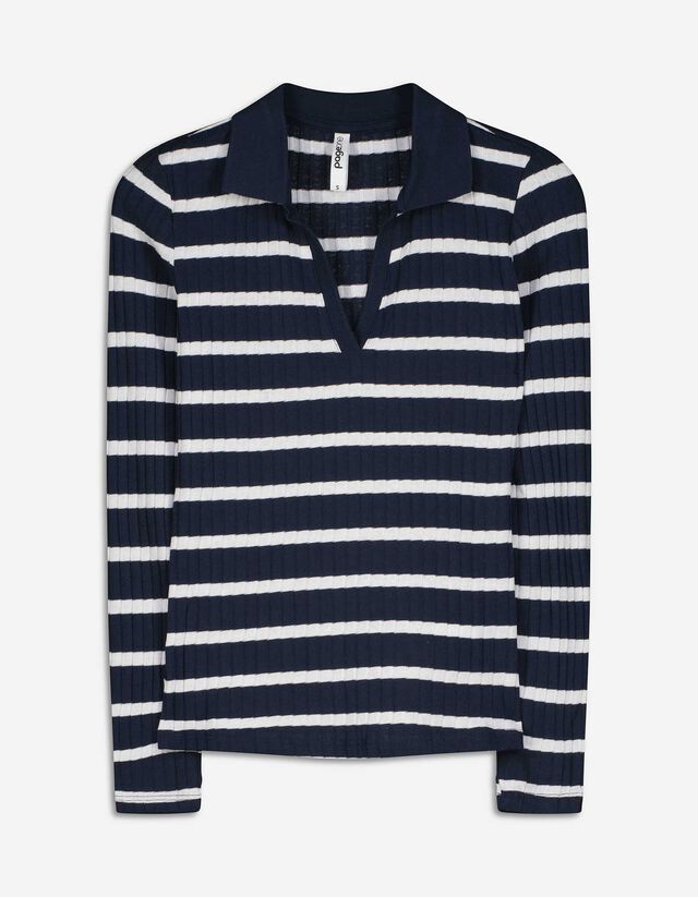 Langarm-Poloshirt - Baumwoll-Mix