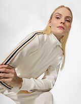 Sweatjacke - Galonstreifen - wei&szlig;