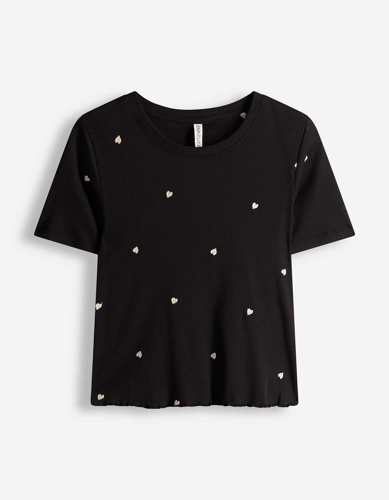 T-Shirt - Stickerei - schwarz