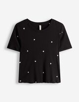 T-Shirt - Stickerei - schwarz