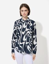 Bluse - Allover-Muster - dunkelblau