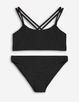 Set top e slip bikini - Coste sottili - nero