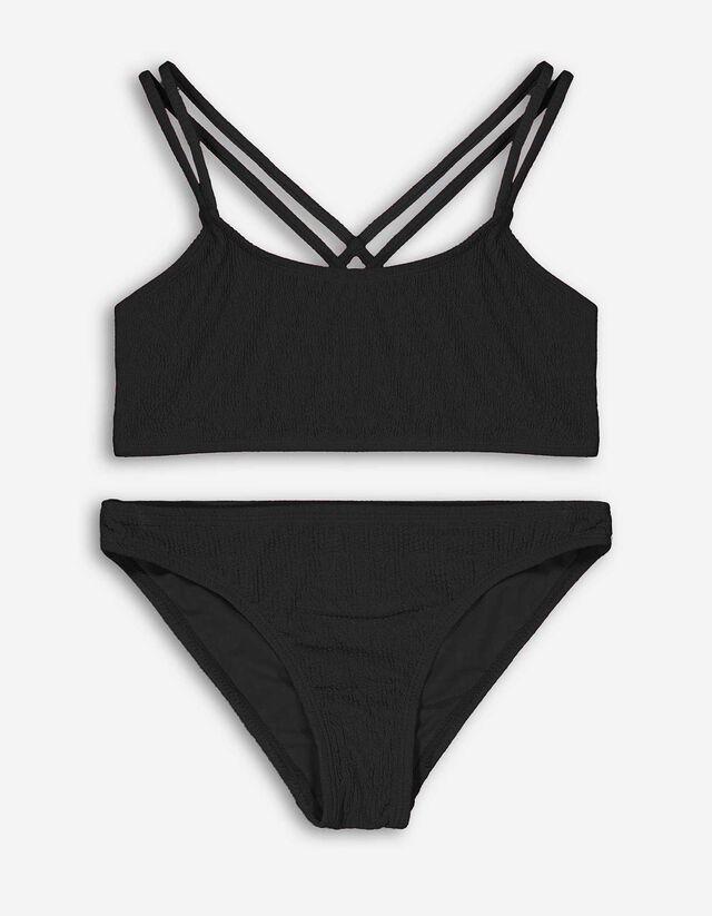 Set top e slip bikini - Coste sottili - nero