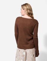 Pletený sveter - Jednofarebný - hneda