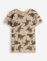 Pyjama set van shirt en shorts - Motief all-over - beige