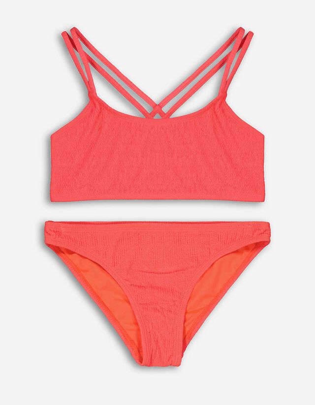 Set top e slip bikini - Coste sottili - rosso chiaro