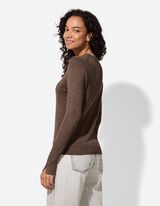 Pulover - Ukrasni gumbi - tamno smedja