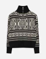 Strickpullover - Jacquard - schwarz