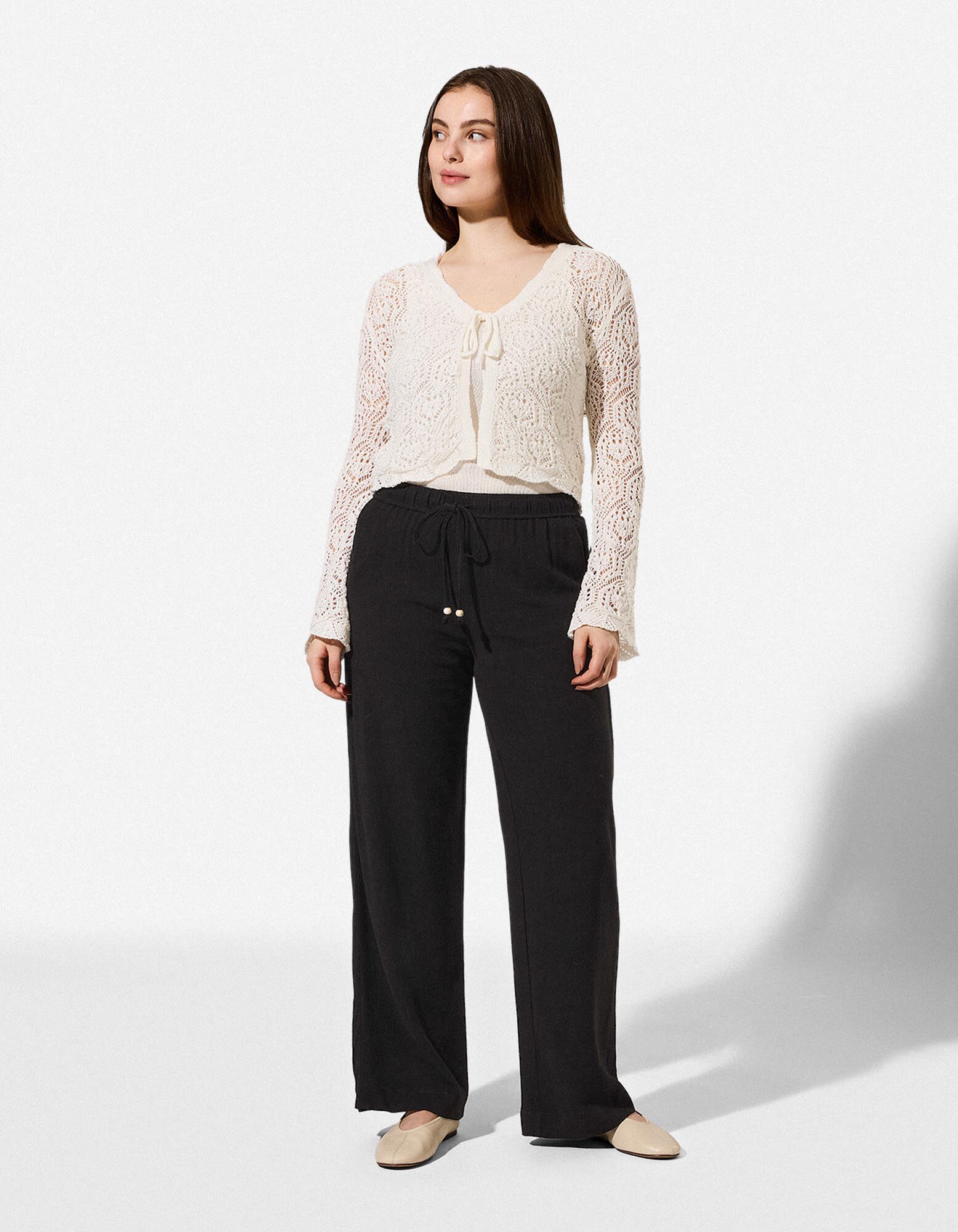Pantalon - Aspect lin - noir