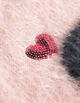 Sweter z dzianiny - z cekinami - rozowy