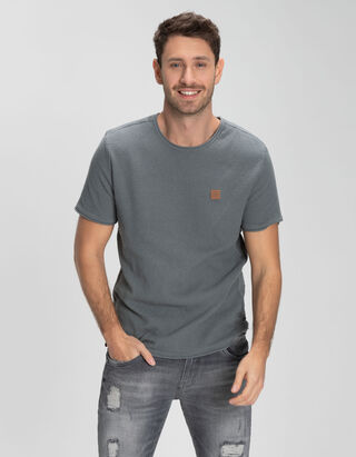 T-shirt - Grosse maille - Vert fonc&eacute;