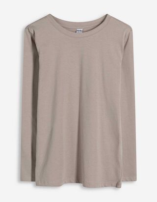 Tričko s dlouhým rukávem - Bavlna - béžová