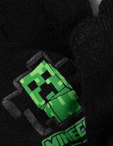 Komplet klobuk, šal in rokavice - Minecraft - crna